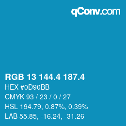 カラーコード: RGB 13 144.4 187.4 | qconv.com