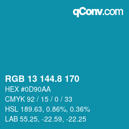 カラーコード: RGB 13 144.8 170 | qconv.com