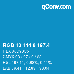 カラーコード: RGB 13 144.8 197.4 | qconv.com