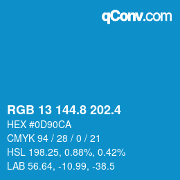 カラーコード: RGB 13 144.8 202.4 | qconv.com