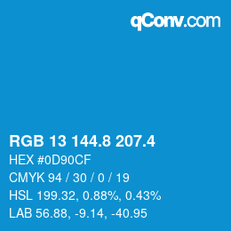 カラーコード: RGB 13 144.8 207.4 | qconv.com