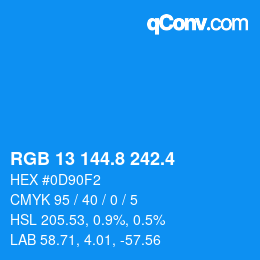 カラーコード: RGB 13 144.8 242.4 | qconv.com