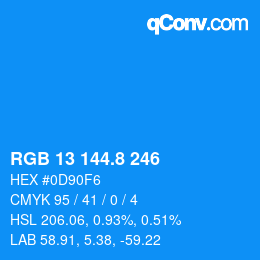 カラーコード: RGB 13 144.8 246 | qconv.com