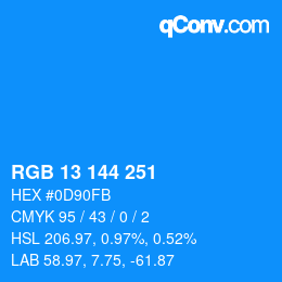 カラーコード: RGB 13 144 251 | qconv.com