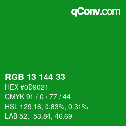 Color code: RGB 13 144 33 | qconv.com