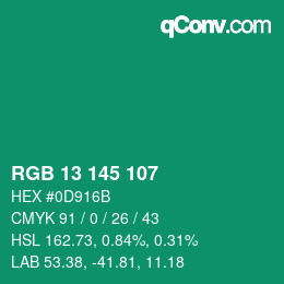 Color code: RGB 13 145 107 | qconv.com