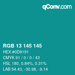 Color code: RGB 13 145 145 | qconv.com