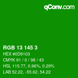 Color code: RGB 13 145 3 | qconv.com