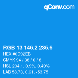 カラーコード: RGB 13 146.2 235.6 | qconv.com