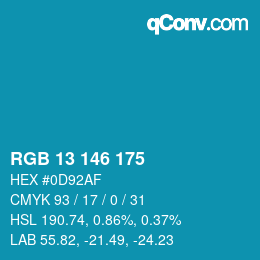 Color code: RGB 13 146 175 | qconv.com