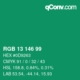 Color code: RGB 13 146 99 | qconv.com