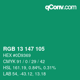 Farbcode: RGB 13 147 105 | qconv.com