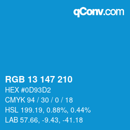 Color code: RGB 13 147 210 | qconv.com