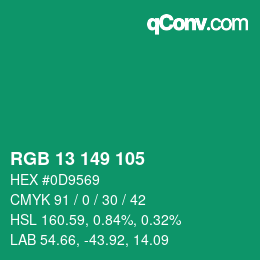 Color code: RGB 13 149 105 | qconv.com