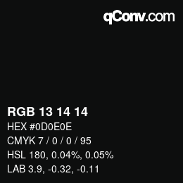 Color code: RGB 13 14 14 | qconv.com