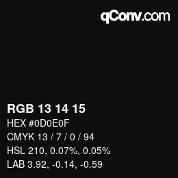颜色代码: RGB 13 14 15 | qconv.com