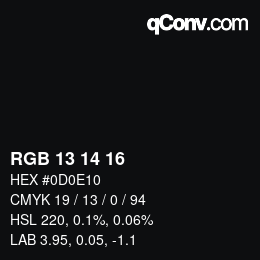 Color code: RGB 13 14 16 | qconv.com