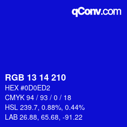 Color code: RGB 13 14 210 | qconv.com