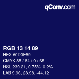 カラーコード: RGB 13 14 89 | qconv.com