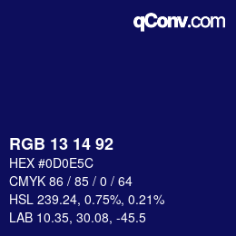 Color code: RGB 13 14 92 | qconv.com