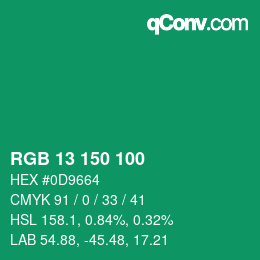Color code: RGB 13 150 100 | qconv.com