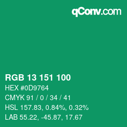 Color code: RGB 13 151 100 | qconv.com