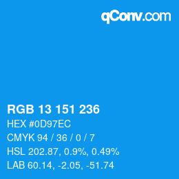 Color code: RGB 13 151 236 | qconv.com