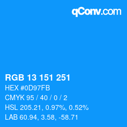 Farbcode: RGB 13 151 251 | qconv.com