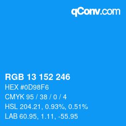 Color code: RGB 13 152 246 | qconv.com