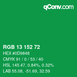 Color code: RGB 13 152 72 | qconv.com