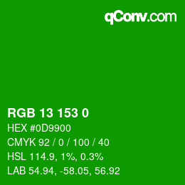 Color code: RGB 13 153 0 | qconv.com