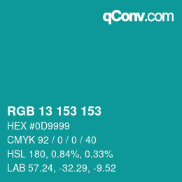 Color code: RGB 13 153 153 | qconv.com