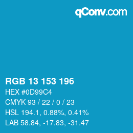 Color code: RGB 13 153 196 | qconv.com