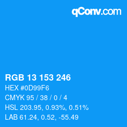 Color code: RGB 13 153 246 | qconv.com