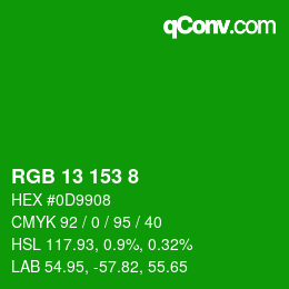 Color code: RGB 13 153 8 | qconv.com