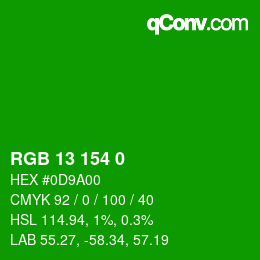Color code: RGB 13 154 0 | qconv.com
