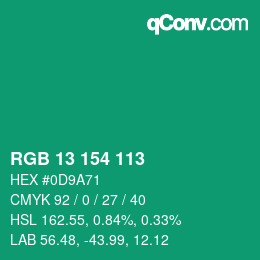 Color code: RGB 13 154 113 | qconv.com