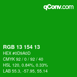 Color code: RGB 13 154 13 | qconv.com