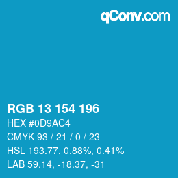 Color code: RGB 13 154 196 | qconv.com