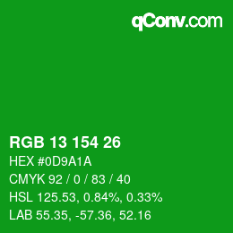 Color code: RGB 13 154 26 | qconv.com