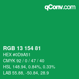 Color code: RGB 13 154 81 | qconv.com
