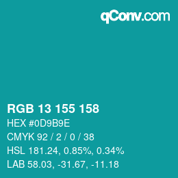 Color code: RGB 13 155 158 | qconv.com