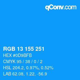 Color code: RGB 13 155 251 | qconv.com