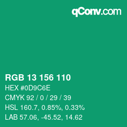 Color code: RGB 13 156 110 | qconv.com