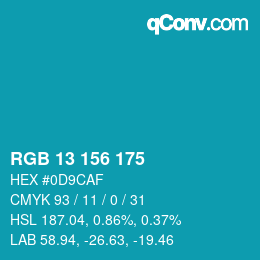 Color code: RGB 13 156 175 | qconv.com
