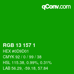 颜色代码: RGB 13 157 1 | qconv.com