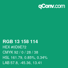Color code: RGB 13 158 114 | qconv.com