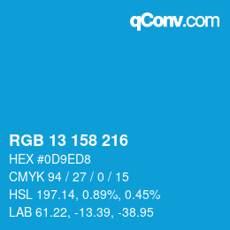 カラーコード: RGB 13 158 216 | qconv.com