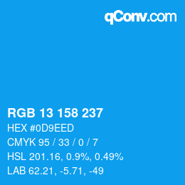 カラーコード: RGB 13 158 237 | qconv.com