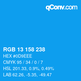 カラーコード: RGB 13 158 238 | qconv.com